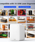 Ultra Powered Laser Fume Extractor Snatches Heavy Smoke And Nasty Odors Straight Away next to various laser engravers.