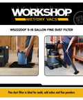 Pro Grade Fine Dust Wet Dry Vacuum Filter Replacement For 5 To 16 Gallon Shop Vacs With Qwik Lock Fastening shown in use