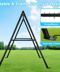 40 Inch Flying Saucer Swing With LED Lights And 440 Lbs Capacity, Heavy Duty A-Frame Metal Swing Stand in backyard setup