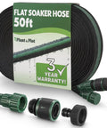 Flat Soaker Hose 50ft For Garden Beds And Lawns With Quick Connect Heavy Duty Leakproof Drip System For Trees Veggies And Flowers