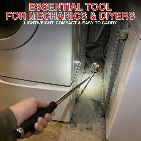 2-In-1 Inspection Mirror With Telescopic Reach From 6.7 To 28.3 Inches And 8-Lb Magnetic Pickup, Dual-Sided 2-Inch Mirror With 360 Rotation, Must-Have Lightweight Grab-And-Go Tool For Hard-To-Reach Spots And Easy Small Item Retrieval