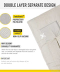 Close-up of Non Slip Tufted Memory Foam Bench Cushion With FadeShield UV Resistant Fabric showing double layer design.