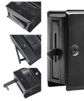 Pocket Sliding Door Lock With Privacy Pull Reversible Design for sliding and bifold doors, close-up of easy grip handle in black