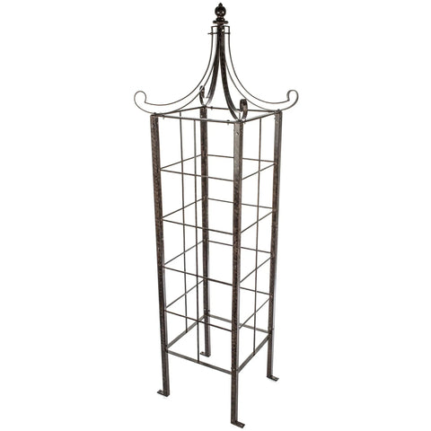 Seven And A Half Foot Tall Iron Garden Obelisk Trellis For Climbing Roses Clematis And Jasmine Heavy Duty 77 Lb with Decorative Finial