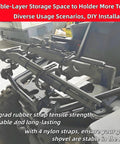 Installed Double Tier Roll Bar Gun Rack For Trucks, ATVs, UTVs And Snowmobiles With Heavy Duty Tool And Shovel Mount on vehicle