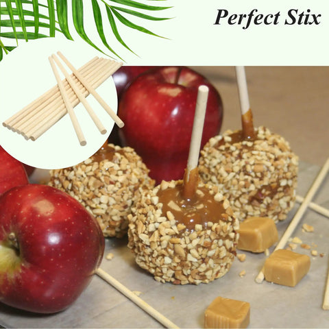 Smooth 16 Inch Round Bamboo Dowels Quarter Inch Diameter Natural Wood Sticks For Crafting Model Building Floral Arrangements And Diy Projects Bulk Pack Of 50 used for caramel apple display.