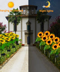 8 Pack Solar Sunflower Garden Lights for Outdoor Yard Decor charging by day and glowing at night IP65 waterproof