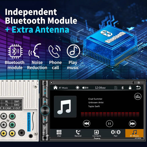 7 Inch HD Touchscreen Car Stereo With Voice Control And Apple CarPlay For Wireless CarPlay And Android Auto, Bluetooth module view