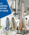 Straight Up The Go To Suction Cup Hooks For Shower on tile, holding towels and robes in stylish bathroom setup.