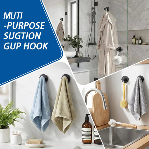 Straight Up The Go To Suction Cup Hooks For Shower on tile, holding towels and robes in stylish bathroom setup.