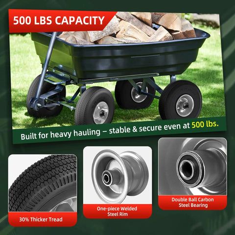 Flat Free Ten Inch Tire And Wheel Replacement For Hand Trucks And Wheelbarrows 4.10 3.50 4 on loaded cart