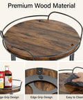 Close-up of dual deck lazy susan rotating turntable cabinet organizer for kitchen spice rack, featuring premium wood material and edge grip design.