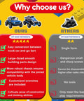 Infographic comparing 2 In 1 Ride On Car For Kids With Buildable Blocks to others, highlighting features like easy conversion and safety.