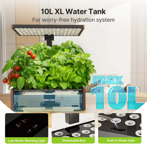 Indoor Hydroponics Growing System Kit With 20 Pod Garden For Homegrown Herbs And Veggies, 10 Liter Water Tank, LED Light