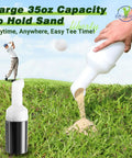 Universal Golf Cart Sand Bottle With A Tight Secure Holder Featuring Hassle Free No Drill Install and One Inch Square Tube Mount, 35 oz capacity.