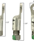 Eyelet Style Battery Compression Terminal For Three Eighths Inch Stud, Fits 1 And 2 Gauge Cable, Copper Lug Pack Of Two For Starter Solenoids And Junction Blocks, No Crimping Or Soldering Required