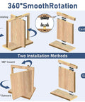 570 Lb Hidden Door Pivot Hinge Kit showcasing 360-degree rotation and two installation methods, center and side views.