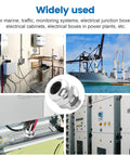 Two Pack Stainless Steel IP68 Waterproof Cable Gland With Adjustable Locknut And Gaskets shown in various industrial applications.