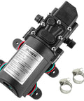 Rugged 12V DC Fresh Water Pump With 2 Hose Clamps Self Priming Diaphragm Pump Pressure Switch 4.5 Liters Per Minute 80 PSI Adjustable For RV Campers Marine Boat product image