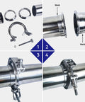 V Band Clamp Stainless Steel 304 With Flange For 3 Inch Exhaust System Quick Release Seam Weld Ready Male Female Flanges
