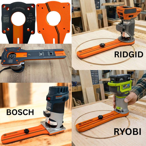 Circle Cutting Jig For Trim Routers, Adjustable Radius 1.6-37 Inches, Universal Fit, Woodworking Tool, Made in USA