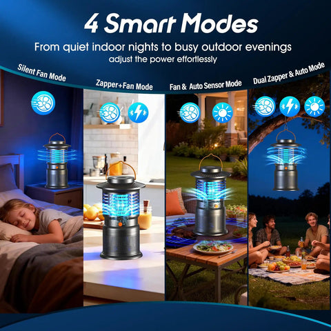 Outdoor 2-In-1 Mosquito Zapper With Zap And Trap, 8000mAh Cordless for patio, camping, garage, and kitchen, 4 smart modes