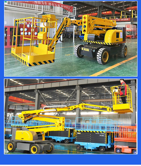 Self Propelled Telescopic Boom Lift Job Site Workhorse For High Reach Commercial Construction and Routine Maintenance Chores with operator in basket.