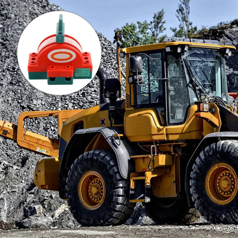 Visible Disconnect Knife Switch 32A 220V DPDT Two Pole Power Isolation on construction site machinery background