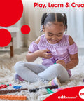 Slick Transport Counters Mini Jar Set Of 36 Durable Plastic Math Manipulatives With Tweezers To Kickstart Fine Motor Skill Building And Ace Preschool Classwork Drills, child playing with colorful counting pieces.