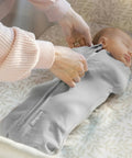 Newborn Compression Swaddle Pod with Two Way Zipper for Easy Diaper Changes calms startle reflex and improves sleep in crib