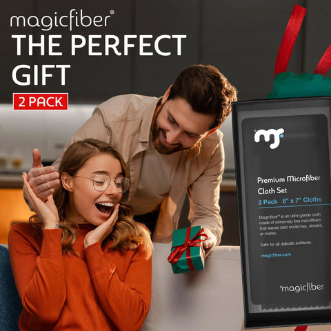 MagicFiber microfiber cloth set, 2-pack, 6 x 7 inches, for glasses, lenses and screens
