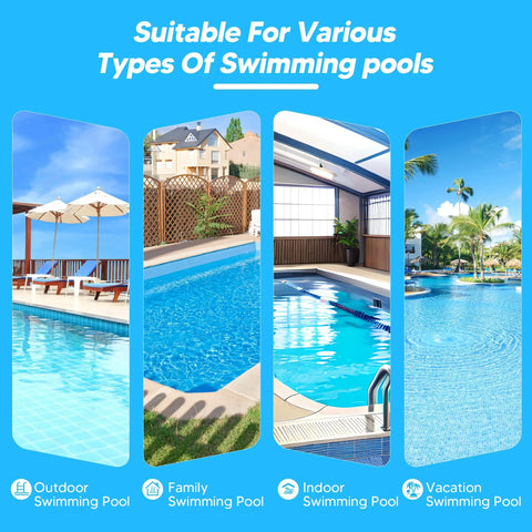 Four types of swimming pools: outdoor, family, indoor, and vacation, highlighting versatility for Stack Flue Sensor And High Limit Switch Replacement Kit For Pentair Sta-Rite MasterTemp Max E Therm Pool And Spa Heater Electrical System Easy Install Durable Replacement Parts.