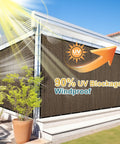 Custom 90 Percent Sun Shade Cloth With Grommets 8 By 12 Foot Pergola Shade Cover on backyard patio, mocha, 90% UV block.