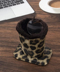 Fluffy Lined Eyeglasses Holder Case With Anti Scratch Protection And Soft Plush Interior, PU Leather Stand on desk