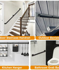 Badass 6ft Black Wrought Iron Stair Railing Wall Mount Kit Non Slip Handrail And Iron Grab Bar Perfect For Indoor Stairs boosts safety in various settings.