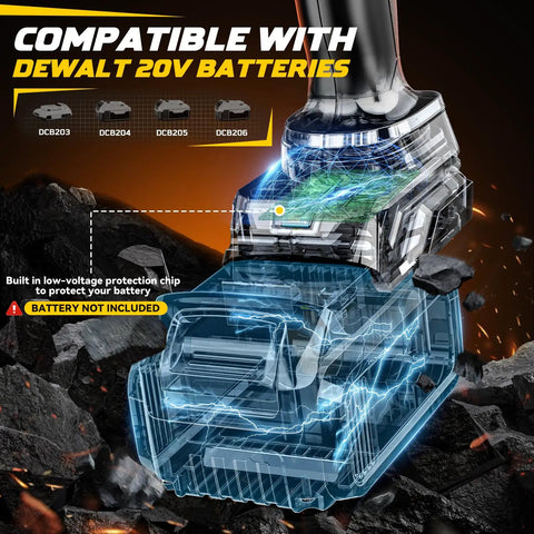 Diytoolifz Brushless 1/2 Inch Cordless Impact Wrench Compatible With Dewalt 20V. High Torque Driver With Led Light, Variable Speed, 4 Gear Control. Bare Tool Only No Battery Included For Heavy Duty Auto Repair Jobs