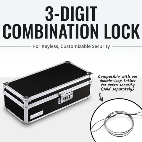 Locking Medicine Storage Box With Combination Lock For Safe Med Storage, First Aid And Pill Organization, Black box with lock