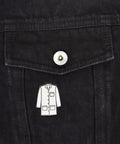 Lab Coat Enamel Pin In Black With White Accent, Corrosion Resistant Steel Backing, Double Rubber Clutch, Hard Enamel Finish