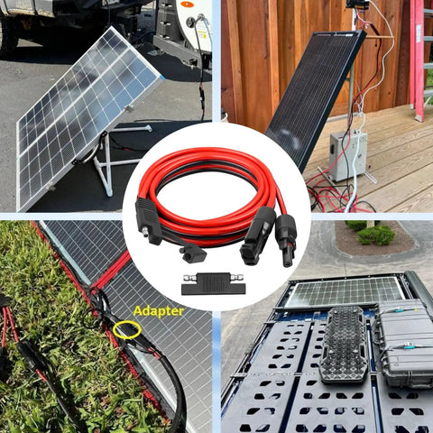 Beefy Heavy Duty 10 AWG SAE To Solar Panel Connector Cable 10 Ft With Polarity Reverse Adapter in various solar setups