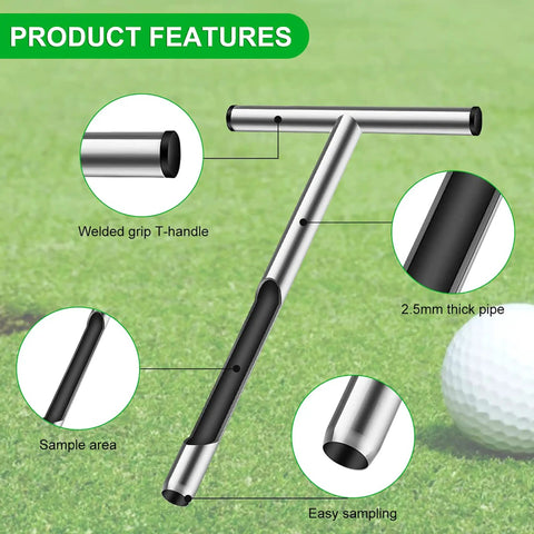 12 Inch Stainless Steel Soil Probe Rod With T Handle For Quick Dirt Testing Includes Soil Sample Kit Heavy Duty Garden Tool