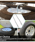 U Bolt Spare Tire Carrier For Trailers Side Mount 9 Inch Bracket Fits 4 Or 5 Lug Wheels Zinc Plated Heavy Duty mount view