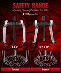 Two Jaw Reversible Gear Puller Set for external and internal removal, adjustable clamping depth, CR-V steel for automotive repairs