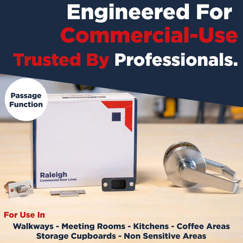 Heavy Duty Commercial Door Handle Non Locking Passage Function For Meeting Rooms And Kitchens Grade 2 Nickel Finish