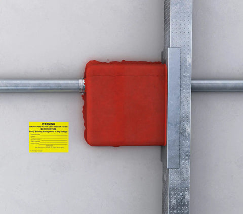 Metacaulk Firestop Putty Pads For Electrical Cabinets And Outlet Boxes Quick Install Easy Moldable Non-Curing Sealant 6 By 7 Inch with warning label