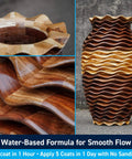 Halcyon Water Based Marine Varnish For Boats And Outdoor Woodworking Projects Quick Dry Finish With Ultra Hard Polyurethane Protection Clear Gloss Quart applied to wooden vase