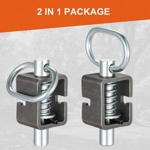 Bulletproof Spring Latch Lock For Utility Truck Trailers Weld On Heavy Duty Steel Assembly Universal Fit With Rock Solid Springs Secure Gate Setup Two Pack, showing two locks with springs and rings.
