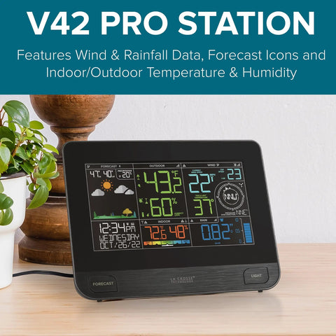 Must-Have Professional Smart Wi-Fi Weather Station With Remote Monitoring, 400 Foot Range, Wind And Rain Gauges, V42-PRO-INT display