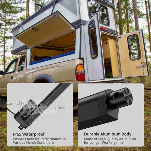 Heavy Duty 12V Linear Actuator With 330 Lbs Lift, 1500 N, 10 Inch Stroke by RV, showcasing IP65 waterproof and durable aluminum body
