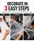 Epic Halloween Fake Spider Webs With 200 Square Feet Of Stretchable Yard Netting And Twenty Realistic Creepy Crawlers For Indoor Outdoor Home Party Decor That Brings Total Goosebumps steps to decorate using spider web netting.