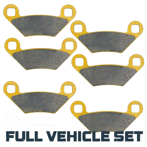 Polaris Sportsman ATV ceramic brake pad set, front & rear, six pads shown